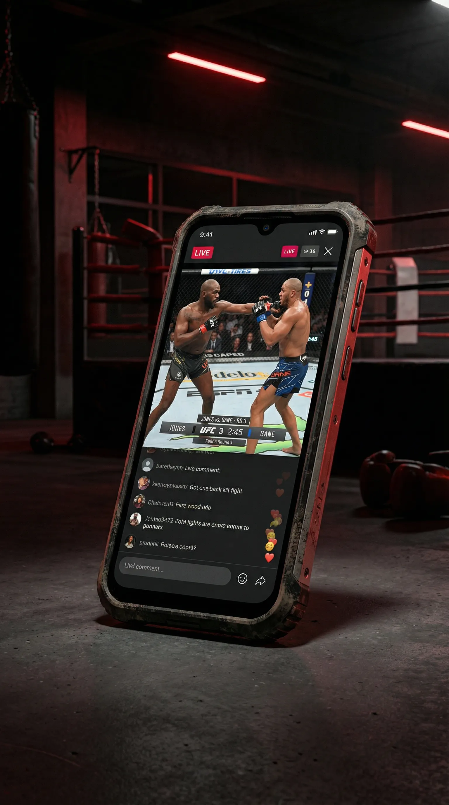 AOA体育app 移动端APP格斗直播界面